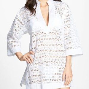 🪴Tory Burch Encintas Encinitas Eyelet Tunic Coverup Top  White Size XS